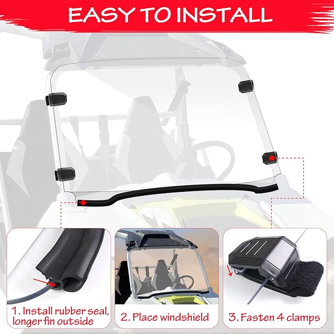 StarknightMT Scratch-Resistant UTV Front Full Windshield Compatible with Polaris RZR 800 S 800 2008-2014, 4 800 2010-2014, 900 XP 2011-2013, 4 900 2012-2014, 570 2012-2018