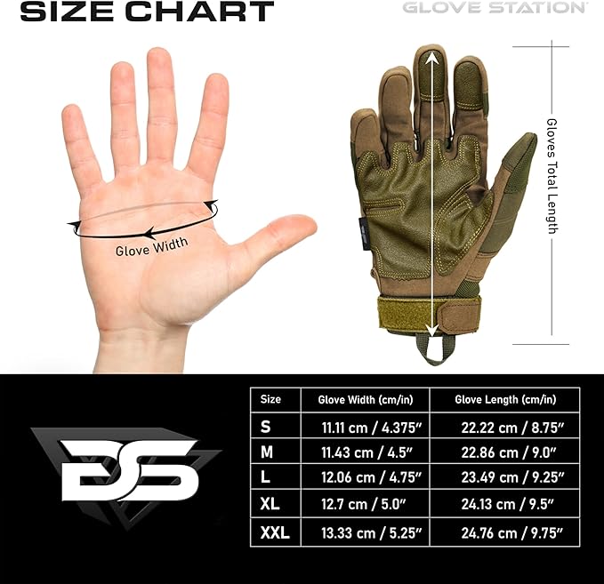 Glove Station Tactical Gloves for Men – Touchscreen Utility Gear with Hard Knuckle Protection Used in Motorcycle, Airsoft, Combat, Police, Shooting & Outdoor Work