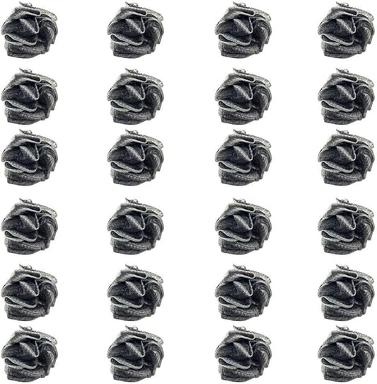 24 Bamboo Charcoal Infused Black Bath or Shower Sponge Loofahs Pouf Medium Mesh Wholesale Bulk LOT