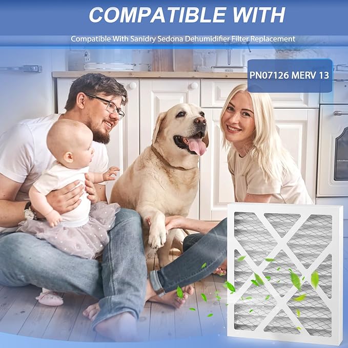 4 Pack PN07126 MERV 13 Dehumidifier Filter Replacement Compatible with sanidry Sedona dehumidifier, PN07126 Filter Help Provide a Healthier Indoor Environment for Your Family