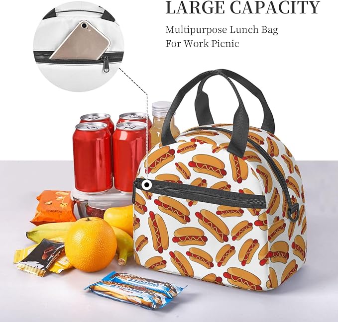 Reusable Insulated Lunch Bag with Adjustable Strap for Kids 3+ Toddler, Girl, Boy Women Men Leakproof Portable Cooler Tote Cute Quilted Bags for Work Travel Picnic