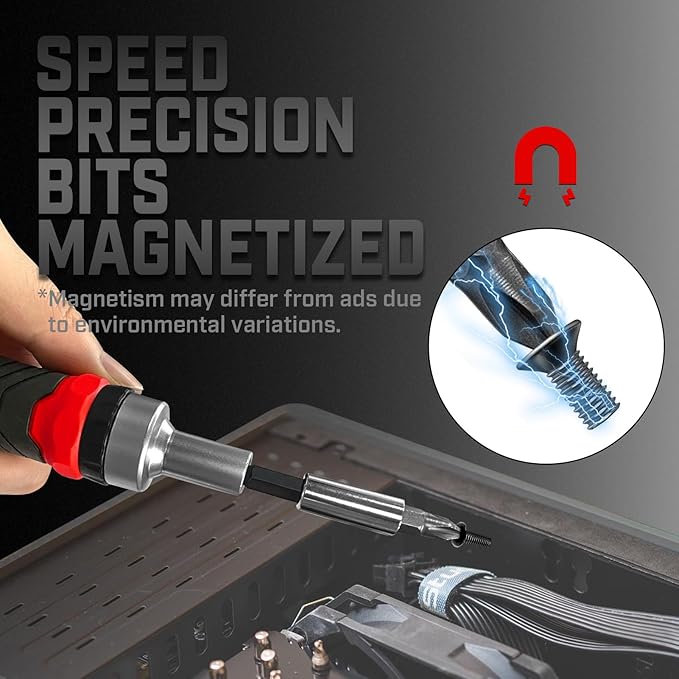 Multi Ratcheting Screwdriver Set: 56 IN 1 Magnetic Bits & Sockets with Case for Emergency Use At Home