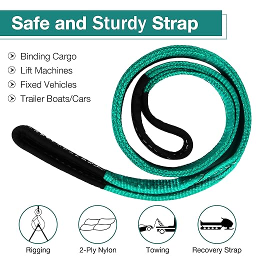 Lift Sling Straps,2" x 4' Heavy Duty Flat Eye Lift Sling, Lifting Straps Nylon Tree Saver Recovery Strap Web Sling Winch Strap