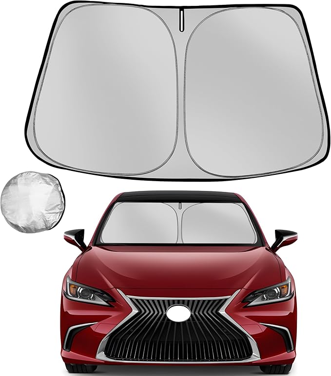 Windshield Sun Shade for 2019-2025 Le-xus ES250 ES300h ES350 Foldable Sun Sunshade for Car Front Window Blocks UV Rays and Heat Automotive Interior Protector Custom Fit Accessories