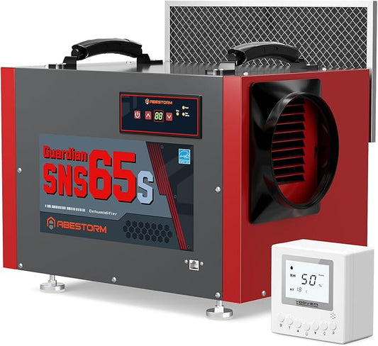 Abestorm Crawl Space Dehumidifier with Pump and Hose, 120 PPD Energy Star Commercial Dehumidifier Up to 1,300 sq. ft. for Basement, Water Damage Restoration, Auto Defrost(Guradian SNS65S)