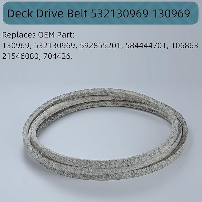 1/2 x 92.5'' Mower Drive Belt 532130969 130969, Drive Belt for Husqvarna YTH24K48 YTH2348 LGT2654 YTH22V46 LGT2554 Craftsman Poulan 592855201 584444701 532 13 09-69 21546080 704426 (130969)