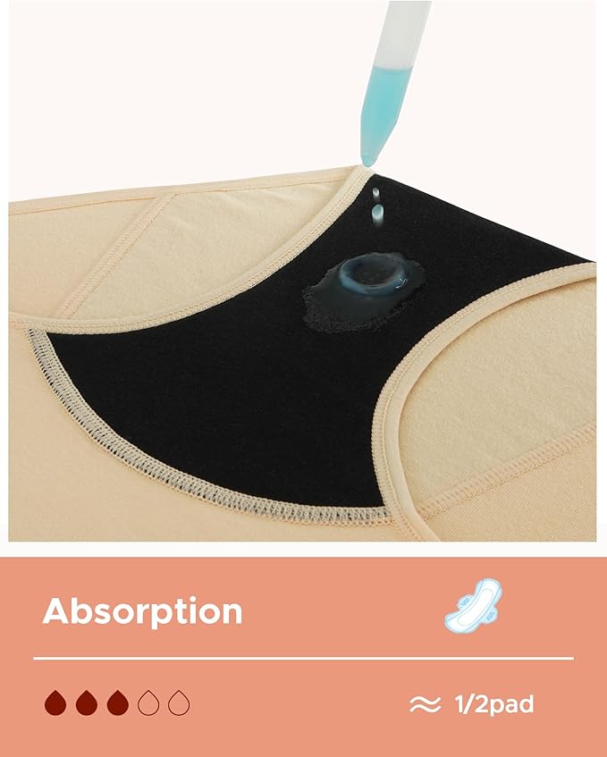 INNERSY Period Underwear for Teens Girls Cotton Leak-Proof Menstrual Panties 3-Pack