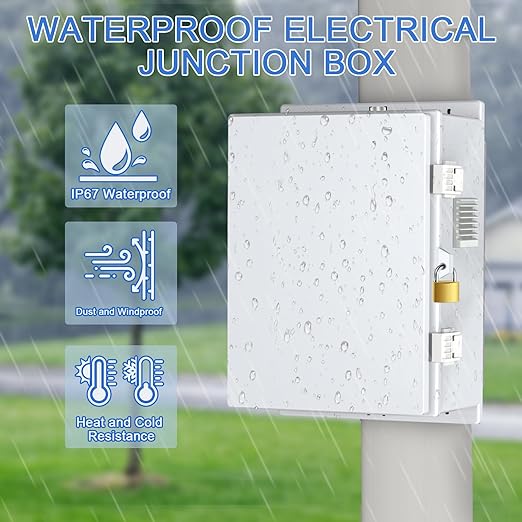 Electrical Box, Outdoor Electrical Junction Box IP65 Waterproof ABS Plastic Enclosure Project Box with Internal Mounting Panel Hinged Lid (15.7"x11"x4.1")