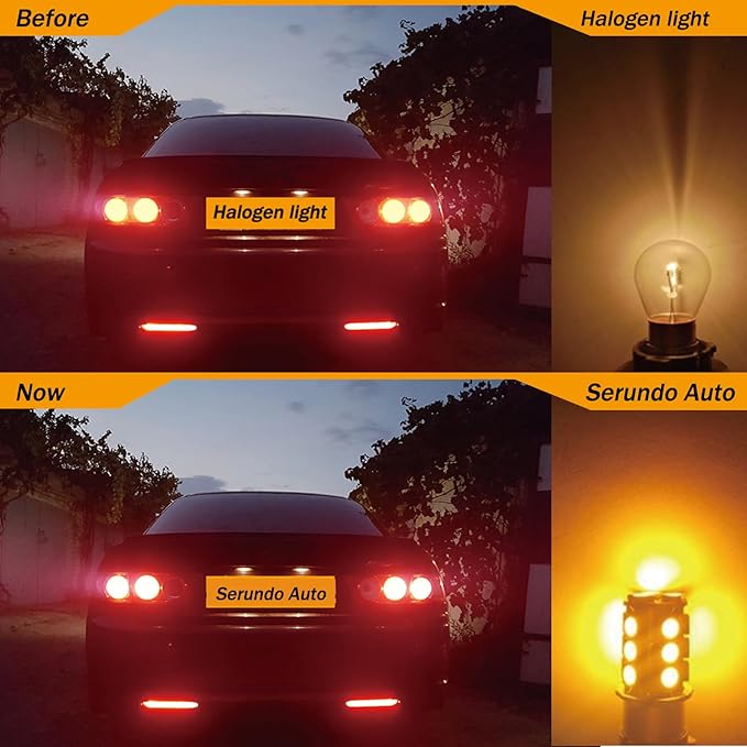 Serundo Auto 1156 Led Bulb, 12V 24V Super Bright 1141 1003 BA15S LED Bulbs Used for Back Up Reverse Lights, Tail Lights, RV lights,Lawn Mower etc. Pack of 2pcs Yellow