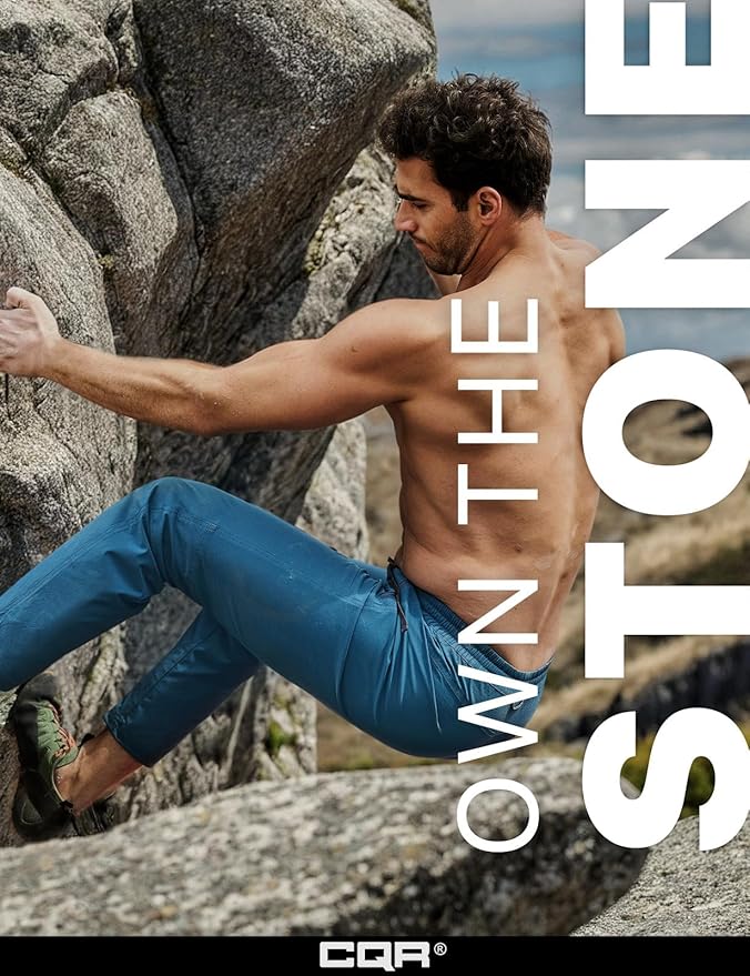 CQR Men's Lightweight Vent Hiking Pants, Water-Resistant & Breathable Sports Outdoor Athletic Pants with Elastic Waist