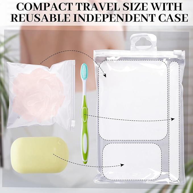 12 Pcs Travel Size Loofah Individually Wrapped, Small Shower Puff Bath Sponge Pouf Ball Bulk Mesh Bath Puff Mini Loofah Sponge with Case Bulk for Shower Care (25g,Morandi Color)