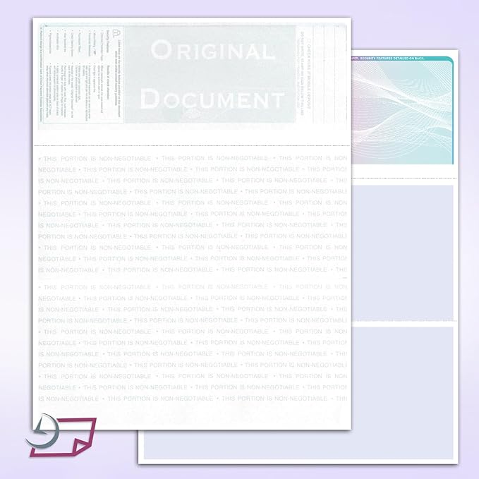 NextDayLabels - Blank Hologram Premium Laser Computer Checks, High-Security Check Paper with 3 Colors: Blue, Red, and Green. Check on top with Perforated vouchers. (Pack of 500 Checks)