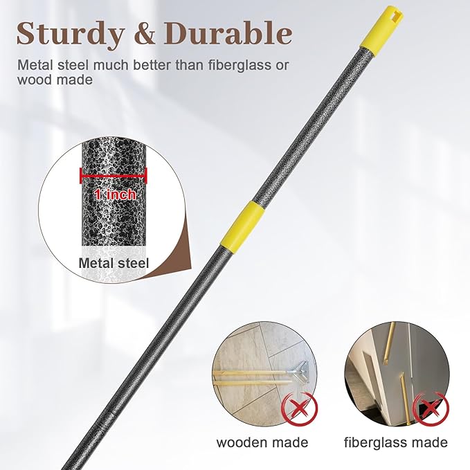 Mop Handle Commercial Heavy Duty, 60 inch Metal Commercial Mop Stick,Side Gate Mop Head Replacement Holder for Floor Cleaning,Clamp Mop Handles Quick Change for Wet Mop (2)