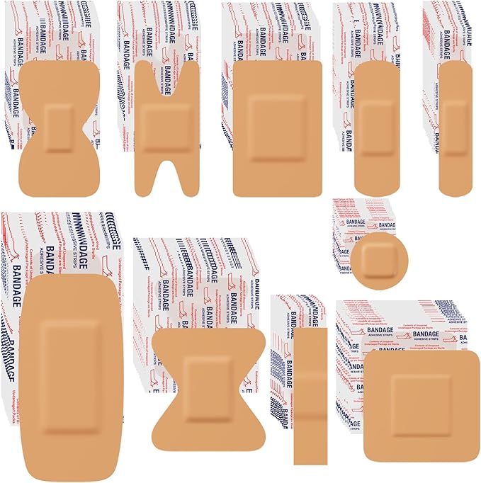 Assorted Bandage Variety Pack (800 Pcs), Waterproof & Breathable Large Adhesive Bandage Bulk Pack for First Aid Supplies and Wound Protection (10 Styles)