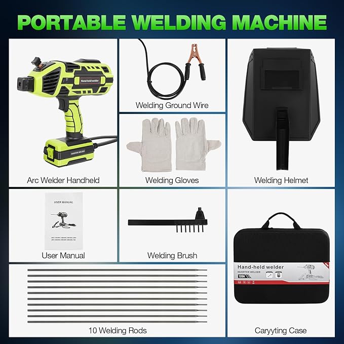 Portable Welder Handheld 110V Handheld Welder Machine, 20-120Amp Portable Welding Machine with IGBT Inverter 6 Variable Current Adjustment, Portable ARC welding machine for 1/16''-1/8'' Welding Rods