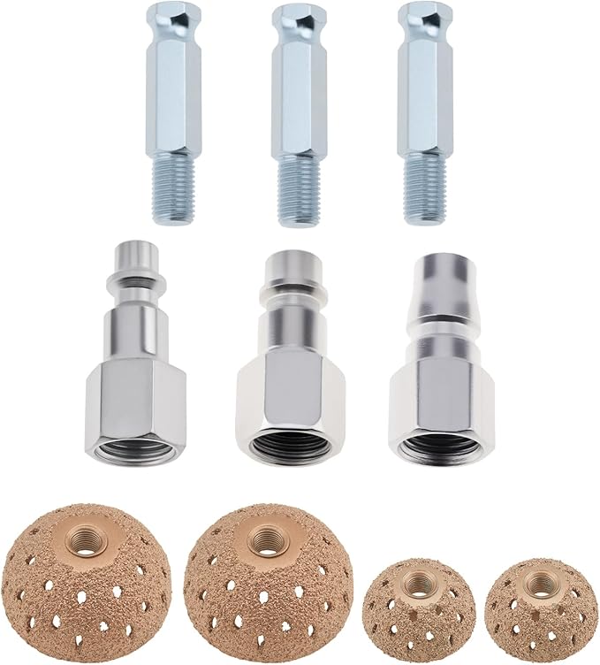 Air Tire Repair Polish Patch Tools, Include 2500rpm Low Speed Air Tire Buffer, Tire Inner Liner Scraper, Patch Roller, Tungsten Steel Buffing Wheel 42mm 55mm
