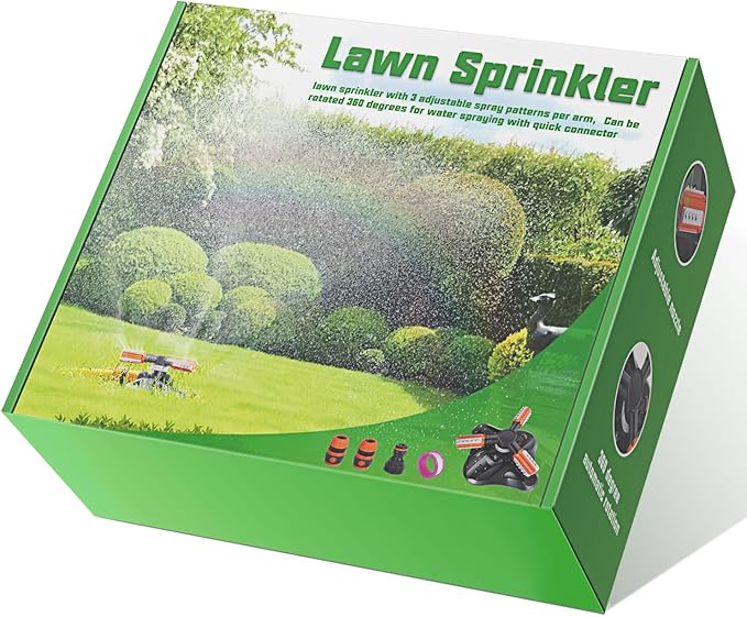 Garden Sprinkler,Upgrade Lawn Sprinklers Automatic 360 Degree Rotating Irrigation Grass Water Sprayer System,Garden Hose Sprinkler for Yard/Built in 36 Units Angle Spray Nozzles(Orange)-1Pack