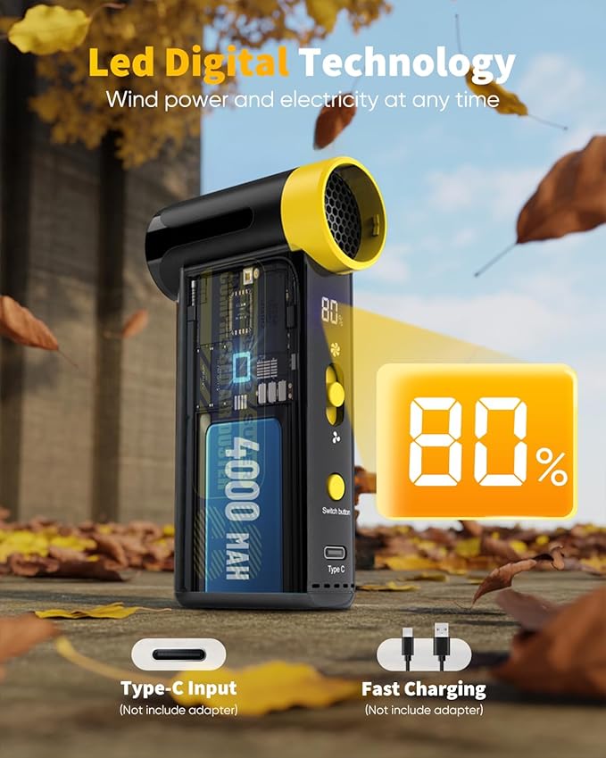 NEVERLAND Compressed Air Duster - 240000RPM Electric Duster, 8-Gear Rechargeable Air Blower, Replace Canned Air, Cordless Mini Turbo Fan Jet Blower for Computer, Keyboard, Home, Car Cleaning & Outdoor