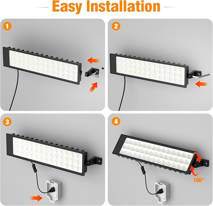 100W Led Shop Lights,2Pack Shop Light for Workshop,IP66 Waterproof Garage Lights with Plug,4.92ft Power Cord and On/Off Switch,11000LM 6500K Super Bright Led Work Light for Yard,Shop,Warehouse
