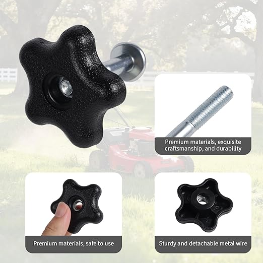 2 Pack Lawn Mower Handle Bolts for Toro, Five-Pointed Design Handle Bolt Knob with Screws & Washers Repair Kit Parts Replacement Accessories for Most Lawn Mowers Snow Blowers (Black)
