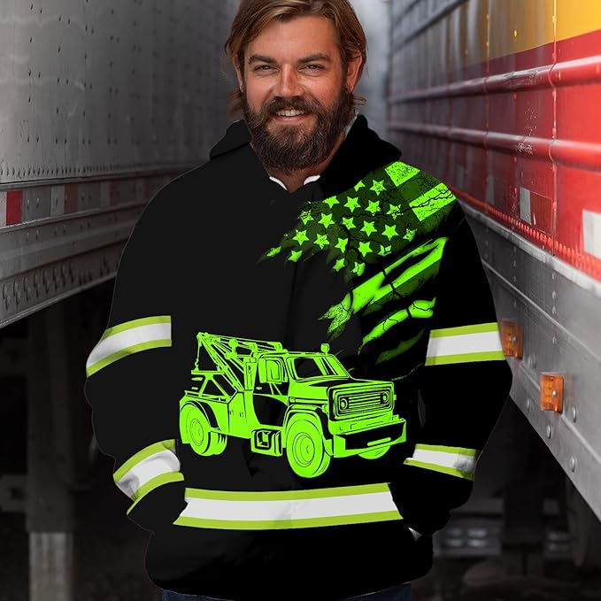 Matedecor High Visibility Hi Vis Hoodie for Men - Jobs Collection Custom Name Class 3 Reflective Safety Workwear