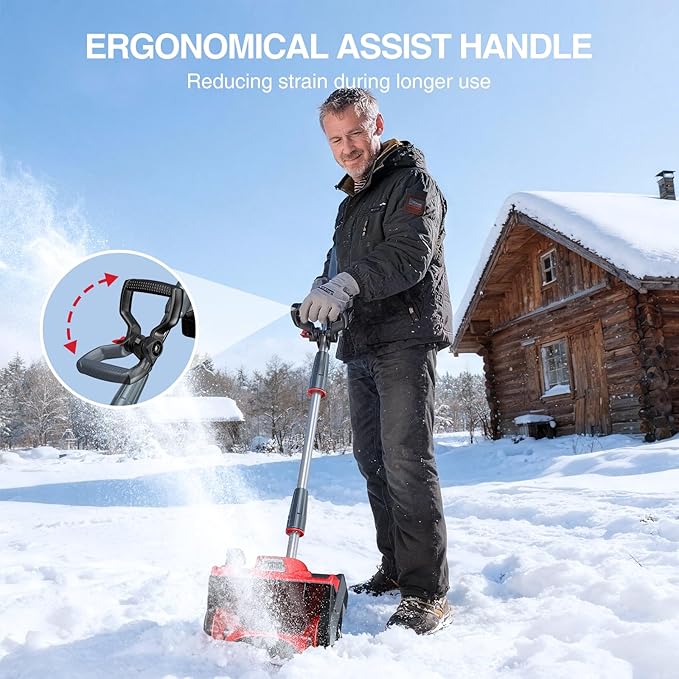 Cordless Snow Blower, Electric Snow Shovel with Total 2 x 5.0 Ah Batteries and Charger, Battery Powered Snow Thrower with LED, 23 Ft Distance with Directional Plate for Driveway, Step, Patio, Sidewalk