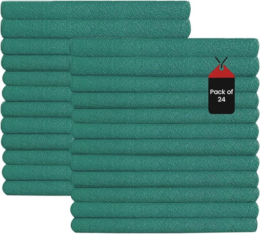 Premium Green Huck Towels – (24 Pack) 15 x 27 inches 100% Cotton Bulk Towel for General Cleaning, Auto Shop, and Hospital Use, Super Absorbent, Machine Washable Cloth