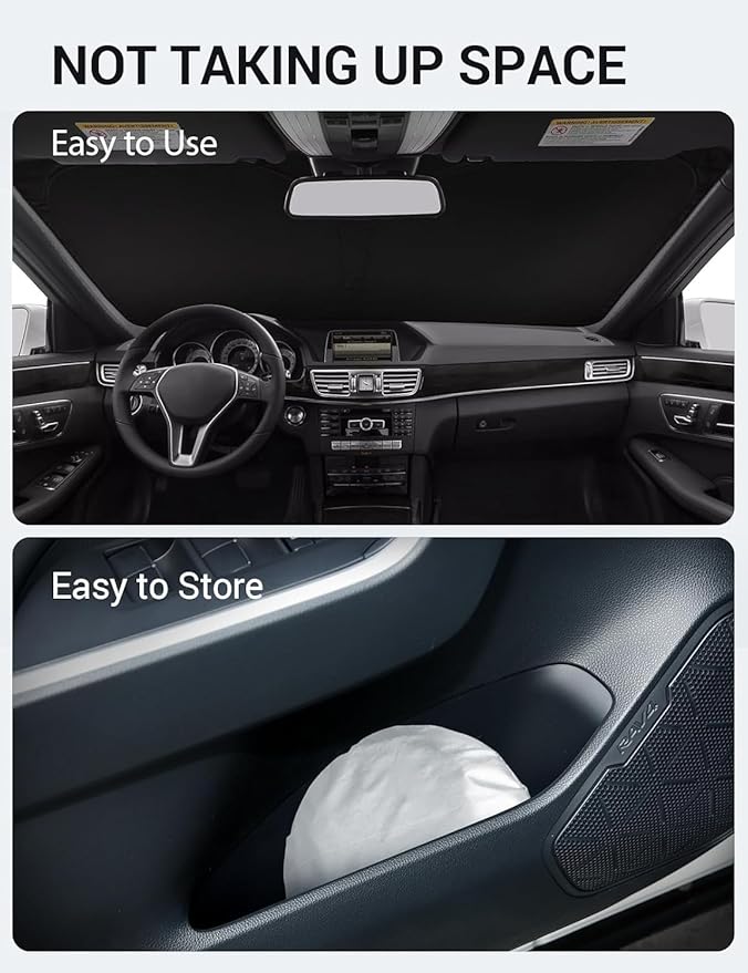 Proadsy 2025 Upgrade Windshield Sun Shade Custom Fit 2010-2016 Mercedes Benz E Class Foldable Front Sunshade Protector Sun Visor Blocks UV Rays Keep Car Cooler