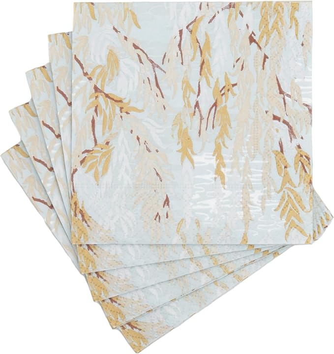 Caspari Willows Silver Cocktail Napkins - includes 20 Cocktail Napkins