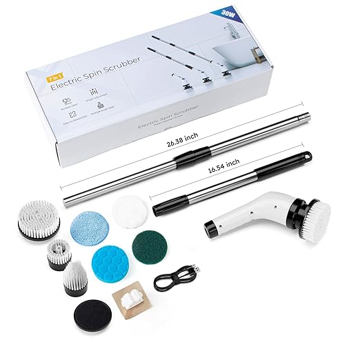 Electric Spin Scrubber with 8 Brush Heads – HIMAAT IPX7 Waterproof, Adjustable Extension Handle & LCD Display – Powerful Cleaning Brush for Bathroom, Kitchen, Tile, Grout, and Shower