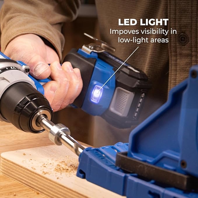 Kreg Power Drill - 20V Ionic Drive 1/2" Compact Drill - High Torque Professional Workshop Tool - LED Light - Two Speed & Variable Speed Trigger - Durable Heavy Duty Tool - Bare Tool - KPTDR050A