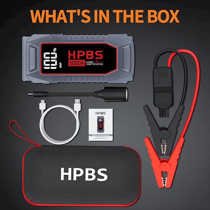 Car Jump Starter - 5000A Peak Jump Starter Battery Pack with DC for Up to All Gas and 10.0 L Diesel Engines, 12V Portable Battery Jump Starter with 3.0" LCD Display