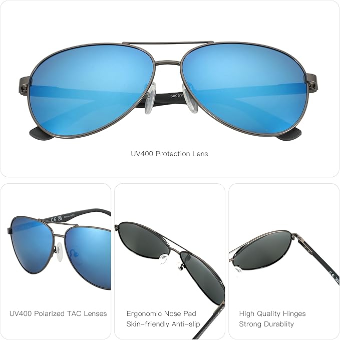 ZENOTTIC Polarized Aviator Sunglasses for Men Carbon Fiber Temple Pilot Sun Glasses with Mirrored Lens UV Protection