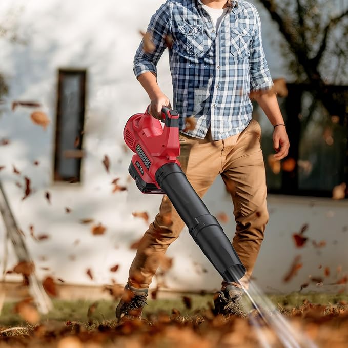 PowerSmart 40V(20Vx 2) Cordless Leaf Blower(Powerful 450CFM /130MPH) with 2X 2.0Ah Batteries & Chargers Included, for Patio Cleaning, Lawn Care, Blowing Fallen Leaves,Snow and Dust, etc.