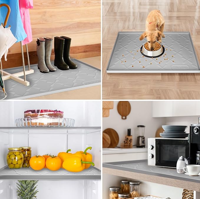 SIKADEER 19" x 19" Under Sink Mat Waterproof, Silicone Mat Kitchen Drawer Shelf and Cabinet Liner, Sink Protector for Kitchen Organizers and Storage, Boot Tray Pet Food Mats