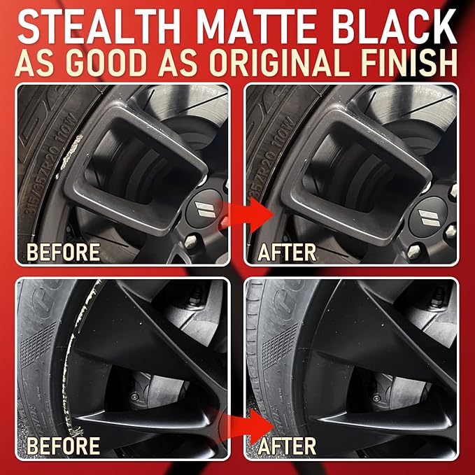 SMAPHY Matte Black Rim Touch Up Paint, Wheel Scratch Repair Kit, Repair Curb Rash, Scratches, and Scuffs on Wheels Quickly and Easily, Universal Color Matte Black Wheel Paint