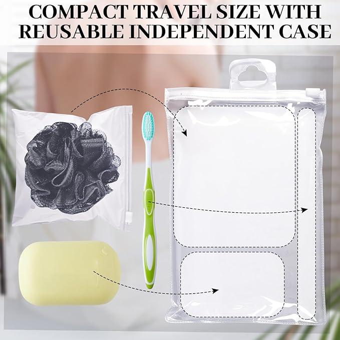 12 Pcs Travel Size Loofah Individually Wrapped, Small Shower Puff Bath Sponge Pouf Ball Bulk Mesh Bath Puff Mini Loofah Sponge with Case Bulk for Shower Care (25g,Achromatic Colors)