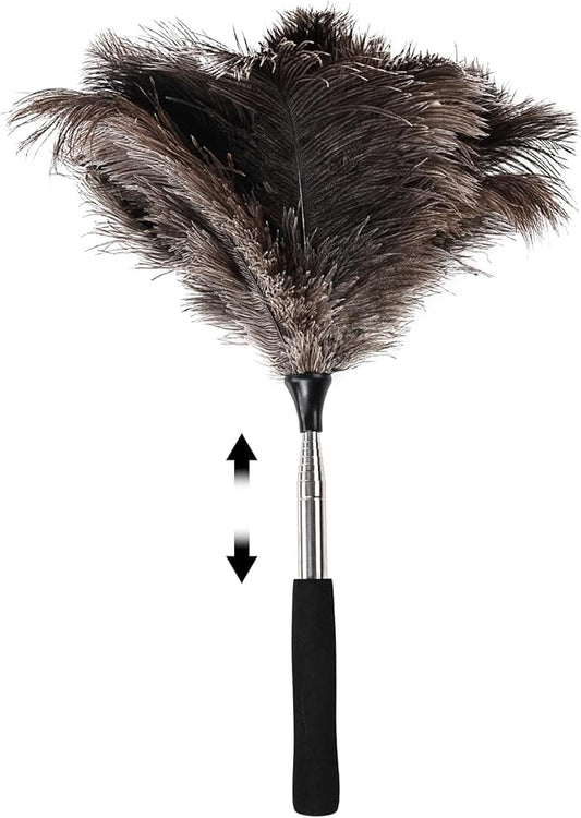 Ostrich Feather Duster 16.5-47Inch Reusable Fluffy Natural Detachable Ostrich Feather Duster Used for Household Cleaning and High-Altitude Cleaning (1PCS)