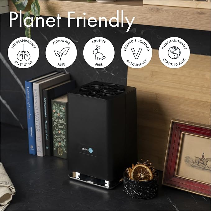 ScentAir Whisper Home | Black Diffuser Machine, Scents up to 800 Sq. Ft Room, Compatible with Alexa & Google, WiFi & Bluetooth Enabled - ScentAir Cartridge White Tea & Fig
