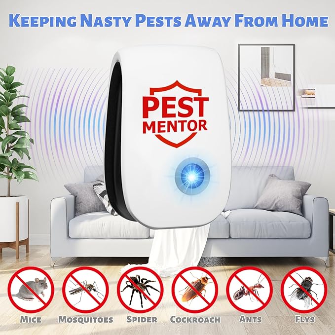 Ultrasonic Pest Repellent 8 Packs, Indoor Pest Control Repeller Plug in,Mouse Rodent Repellent for Ant Rodent Roach Mouse Mosquito Bugs Spider Insect Deterrent,3 Mode Switching