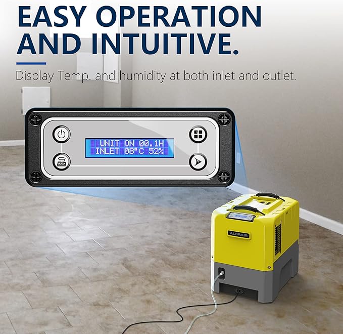 ALORAIR 180PPD Commercial Dehumidifier for Crawl Space & Basement, Wi-Fi APP Controls with Pump, Capacity up to 85 PPD at AHAM Condition, for Large Space, Job Sites, Yellow