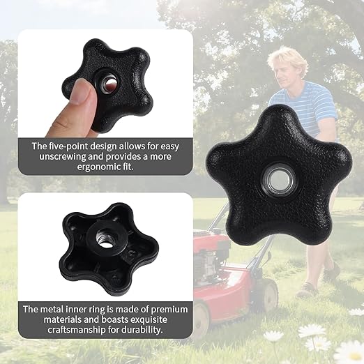 2 Pack Lawn Mower Handle Bolts for Toro, Five-Pointed Design Handle Bolt Knob with Screws & Washers Repair Kit Parts Replacement Accessories for Most Lawn Mowers Snow Blowers (Black)