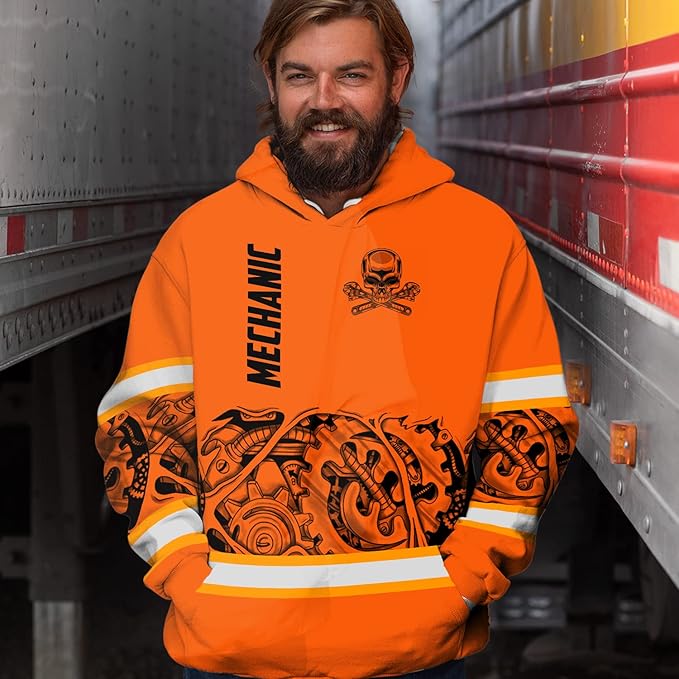 Matedecor High Visibility Hi Vis Hoodie for Men - Jobs Collection Custom Name Class 3 Reflective Safety Workwear