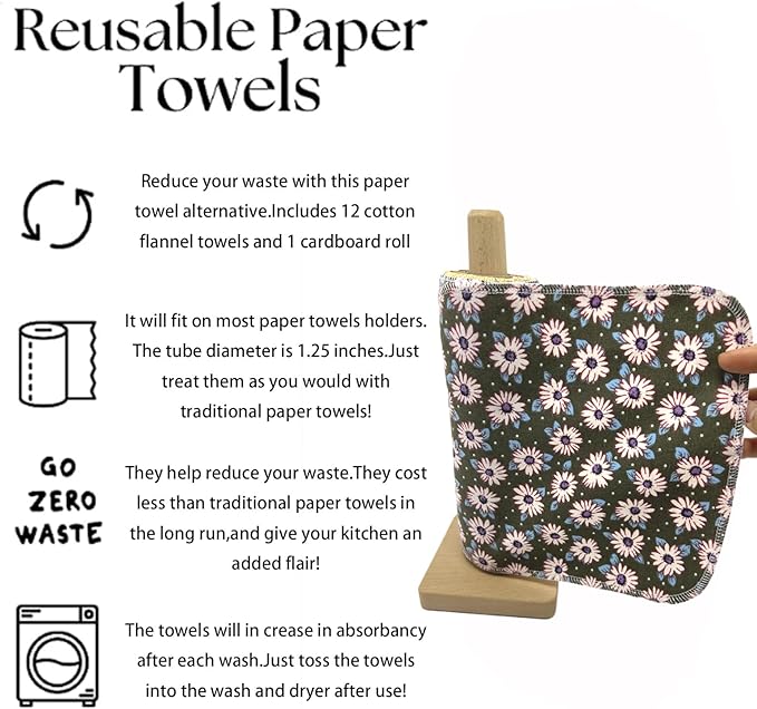 Reusable Paper Towel Rolls 20 Pack,Washable Napkin Cloth Value Set of 4 Colors 20 Pack of Paperless Towel-100% Cotton, Super Soft, Absorbent Made to Last (Rose)