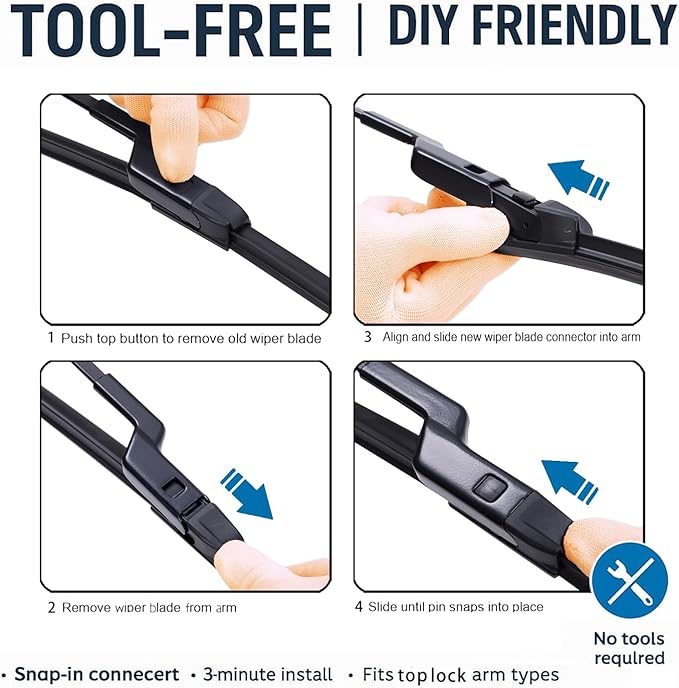 Wiper Blades Set for 2024-2025 Chevy Trax — Front & Rear Windshield Wiper Kit (26” + 16” + 11”), Original Equipment Fit, All-Weather Rubber Blades