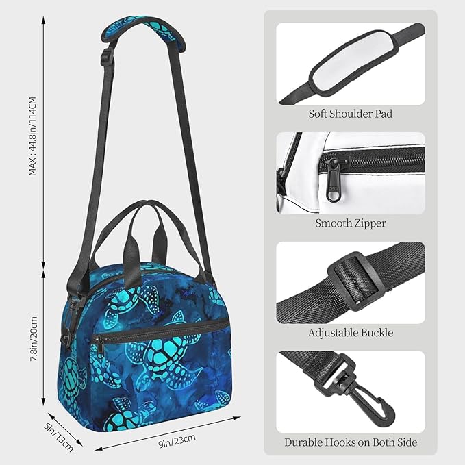 Reusable Insulated Lunch Bag with Adjustable Strap for Kids 3+ Toddler, Girl, Boy Women Men Leakproof Portable Cooler Tote Cute Quilted Bags for Work Travel Picnic