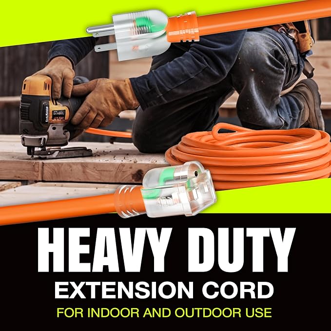 200ft Outdoor/Indoor Extension Cord 10/3 Gauge Ultra Heavy Duty 3 Prong SJTW, Waterproof, Flexible Cold-Resistant Long Power Cord,10A 125V 1250W, Orange by LifeSupplyUSA