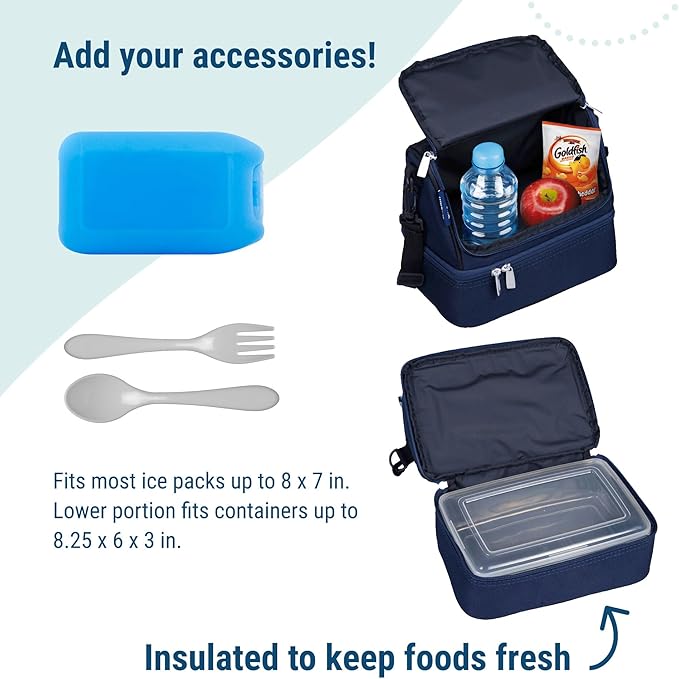 Wildkin Two Compartment Insulated Lunch Bag for Kids – School & Travel Ready - Whale Blue