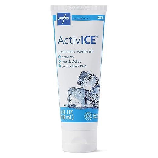 Medline ActivICE Topical Pain Reliever Gel, Great for Arthritis, Muscle Aches and Back Injuries, 4-oz Tube