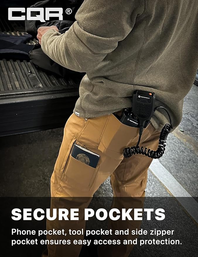 CQR Men's Vent Stretch Pants, Quick Dry Lightweight Casual Cargo Pants, Water Resistant Straight-Fit Utility Work Pants